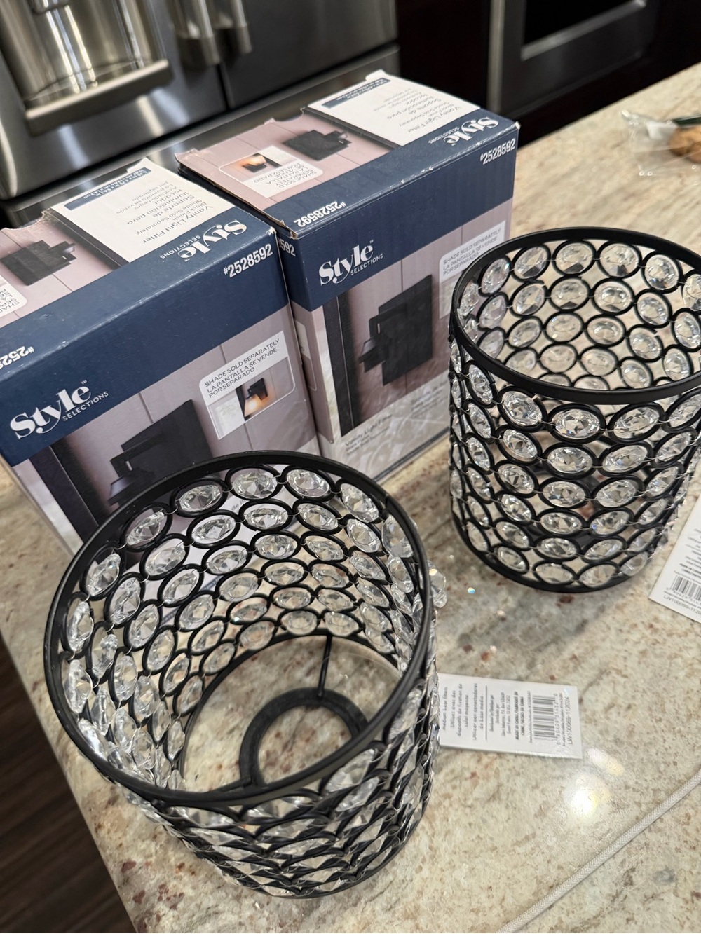 Black Crystal Vanity Light Fixtures – Set of 2 – New